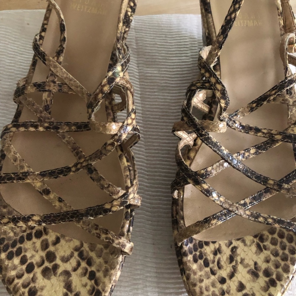 Stuart weitzman strappy faux snake sandals
